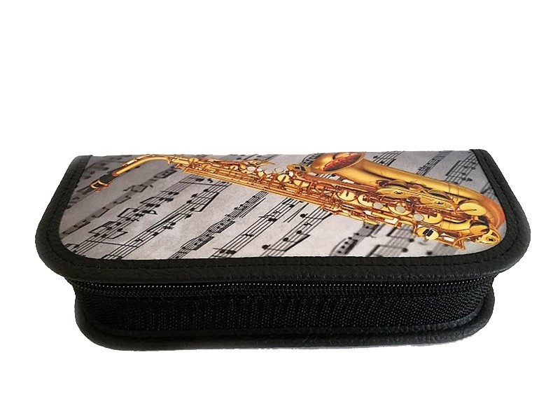 Zebra Music P18 - sztywny piórnik z saksofonem