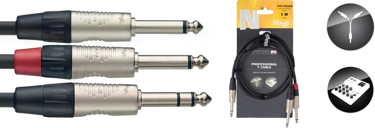 Stagg NYC1/PS2PR - kabel instrumentalny 1m Stagg NYC1/PS2PR - kabel instrumentalny 1m