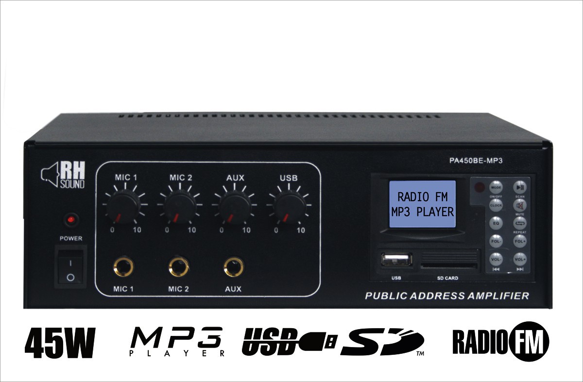 RH Sound PA450BE/MP3+FM - wzmacniacz 100V