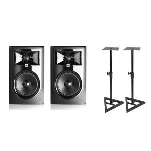 JBL 2x 306P MkII - monitory studyjne aktywne + statywy