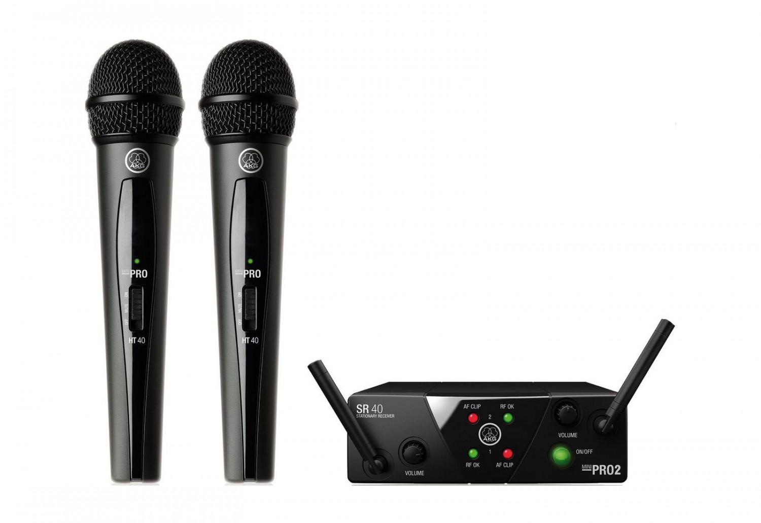 AKG WMS 40 MINI 2 Dual Vocal Set - zestaw bezprzewodowy AKG WMS 40 MINI 2 Dual Vocal Set US25 B/D (537.900-540.400) - zestaw bezprzewodowy