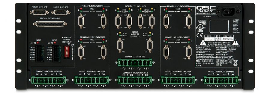 QSC DAB-801 - Panel zapasowego wzmacniacza systemu Q-Sys
