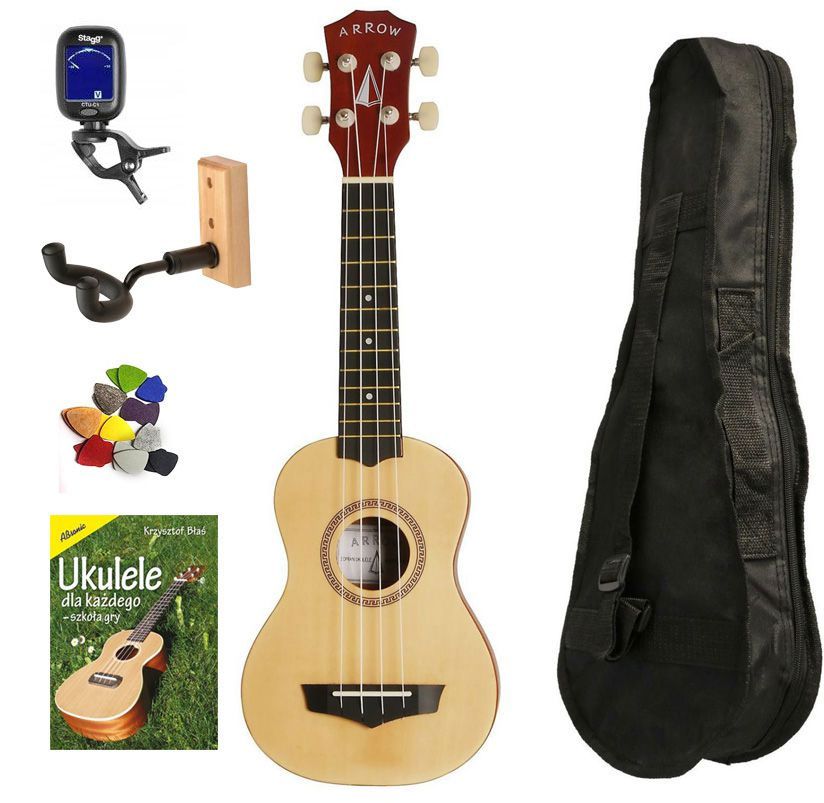 Arrow PB10 NA Natural Bright Top - ukulele sopranowe zestaw