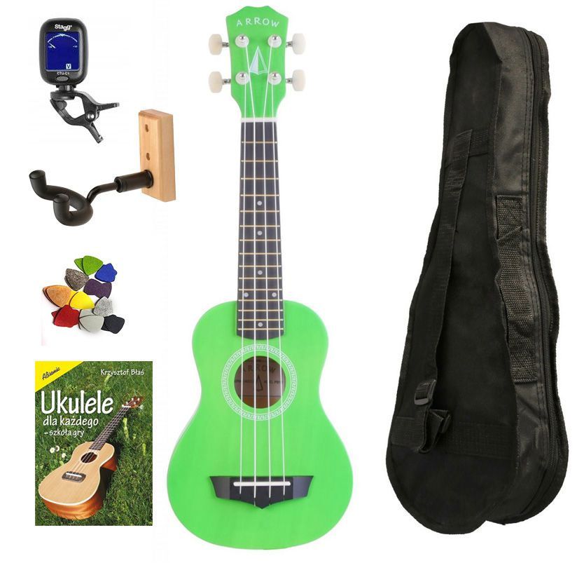 Arrow PB10 GR Soprano Green - ukulele sopranowe zestaw