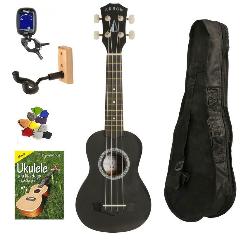 Arrow PB10 BK Soprano Black - ukulele sopranowe zestaw