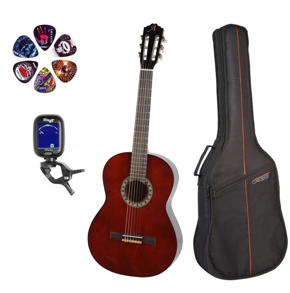 Alvera ACG100 4/4CS - gitara klasyczna + tuner + pokrowiec + kostki