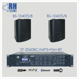 RH SOUND ST-2060BC/MP3+FM+BT + 2x BS-1040TS/B - Zestaw Nagłośnienia naściennego