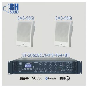 RH SOUND ST-2060BC/MP3+FM+BT + 2x SA3-55Q - Zestaw Nagłośnienia naściennego