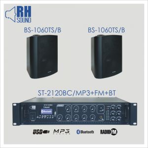 RH SOUND ST-2120BC/MP3+FM+BT + 2x BS-1060TS/B - Zestaw nagłośnienia naściennego