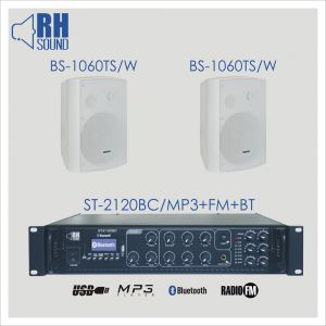 RH SOUND ST-2120BC/MP3+FM+BT + 2x BS-1060TS/W - Zestaw nagłośnienia naściennego