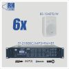 RH SOUND ST-2180BC/MP3+FM+BT + 6x BS-1040TS/W - Zestaw nagłośnienia naściennego