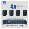 RH SOUND ST-2180BC/MP3+FM+BT + 4x BS-1060TS/B - Zestaw nagłośnienia naściennego