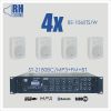 RH SOUND ST-2180BC/MP3+FM+BT + 4x BS-1060TS/W - Zestaw nagłośnienia naściennego