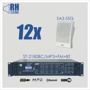 RH SOUND ST-2180BC/MP3+FM+BT +12x SA3-55Q - Zestaw nagłośnienia naściennego