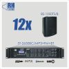 RH SOUND ST-2650BC/MP3+FM+BT + 12x BS-1050TS/B - Zestaw nagłośnienia naściennego