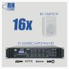 RH SOUND ST-2650BC/MP3+FM+BT + 16x BS-1060TS/W - Zestaw nagłośnienia naściennego