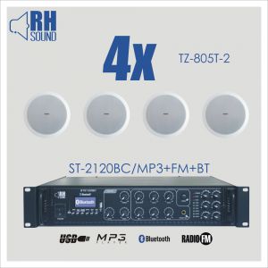 RH SOUND ST-2120BC/MP3+FM+BT + 4x TZ-805T-2 - Zestaw nagłośnienia sufitowego