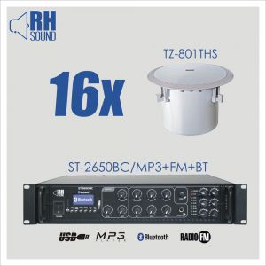 RH SOUND ST-2650BC/MP3+FM+BT + 16x TZ-801THS - Zestaw nagłośnienia sufitowego