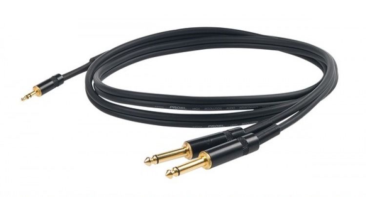 Proel CHLP170LU15 - kabel mini jack stereo - 2x jack mono (1,5m)