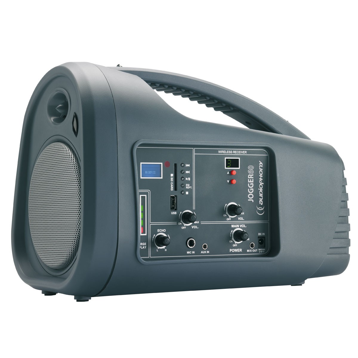AUDIOPHONY JOGGER0 - System aktywny 60W z wbudowanym odtwarzaczem USB/SD AUDIOPHONY JOGGER60 - przenośny system aktywny 60W z wbudowanym odtwarzaczem USB/SD i mikrofonem