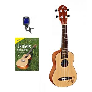 ORTEGA RU5-SO - Ukulele sopranowe + tuner + książka