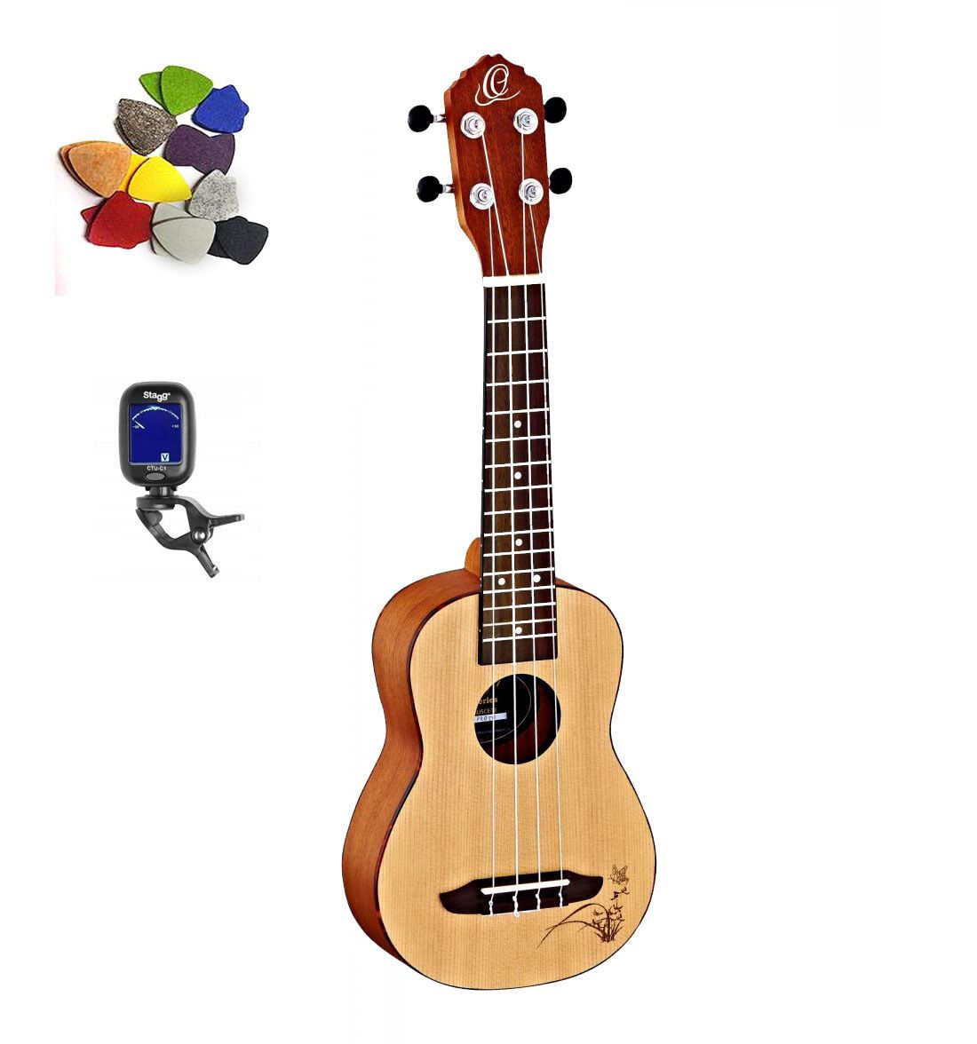 RU5-SO - Ukulele sopranowe + tuner + kostka