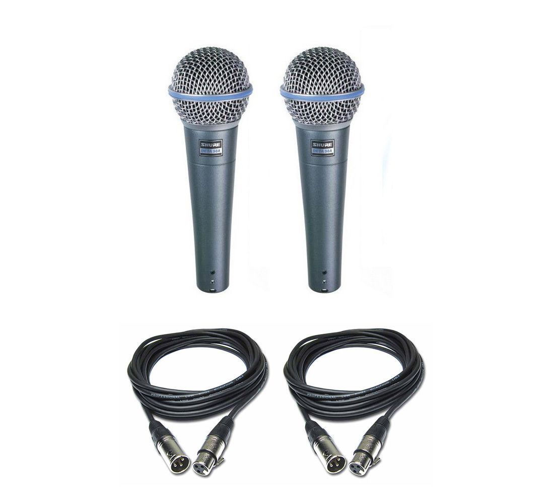 Shure Beta 58A - zestaw 2 mikrofonów + kable