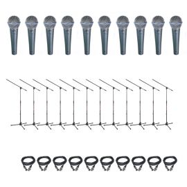 Shure Beta 58A - zestaw 10 mikrofonów + statywy + kable