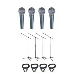 Shure Beta 58A - zestaw 4 mikrofonów + statywy + kable