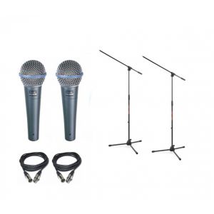 Shure Beta 58A - zestaw 2 mikrofonów + statywy + kable