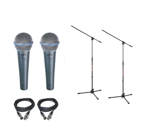 Shure Beta 58A - zestaw 2 mikrofonów + statywy + kable