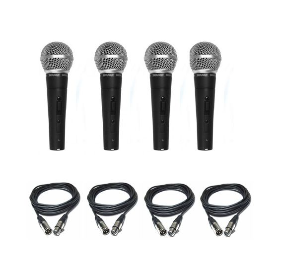 Shure SM 58 SE - zestaw 4 mikrofonów + 4 kable