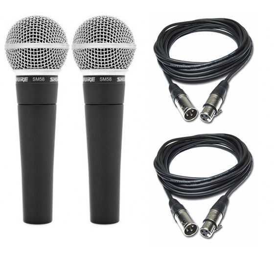 Shure SM 58 LCE - zestaw 2 mikrofonów + kable