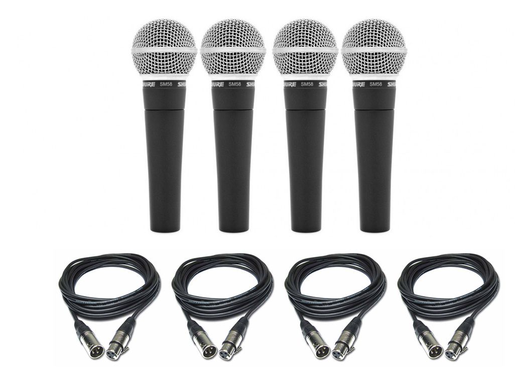 Shure SM 58 LCE - zestaw 4 mikrofonów + kable