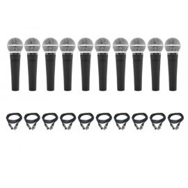 Shure SM 58 LCE - zestaw 10 mikrofonów + kable