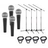 Shure SM 58 LCE - zestaw 4 mikrofony + statywy + kable