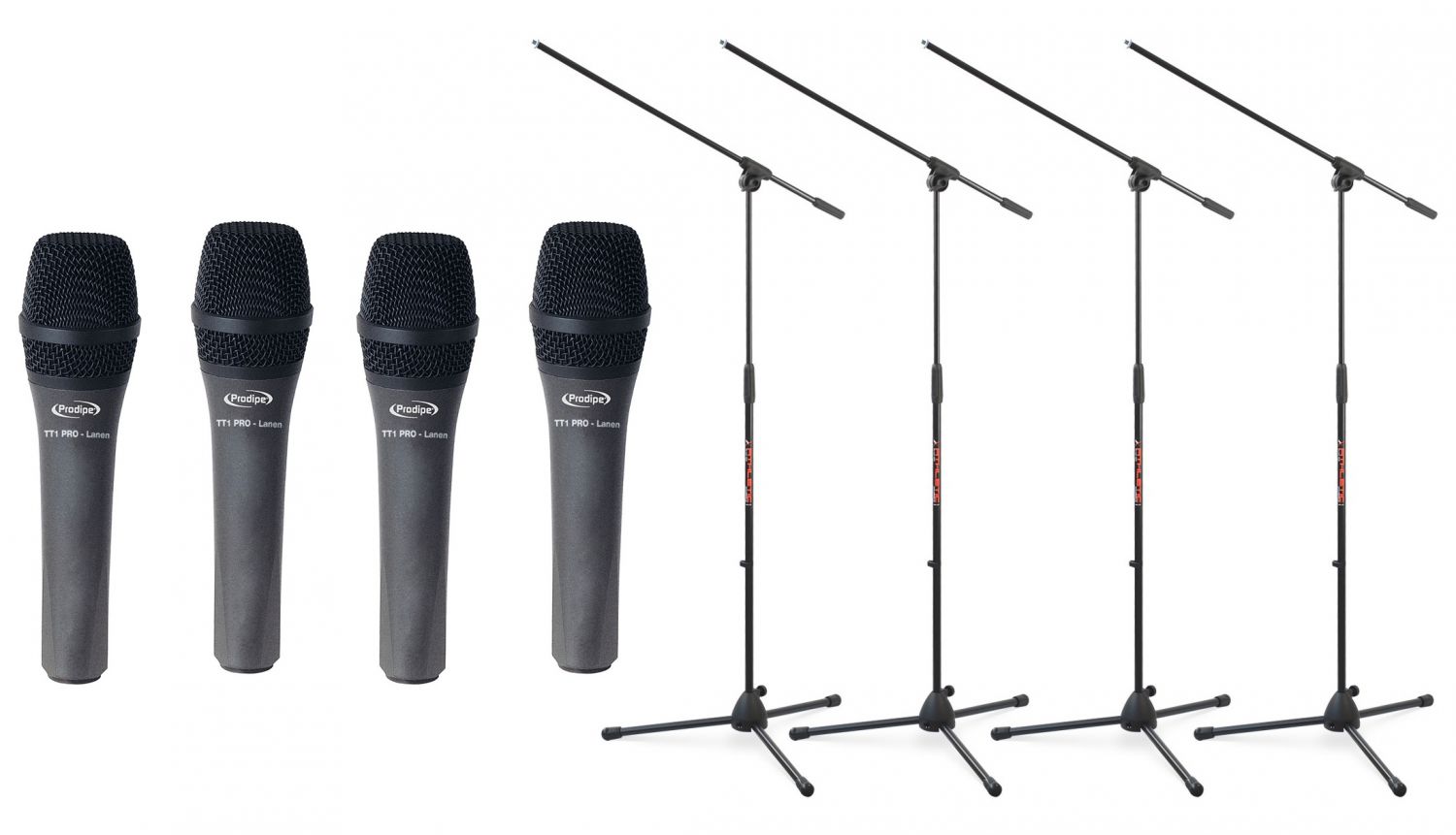 Prodipe 4x TT1-Pro Lanen - mikrofony dynamiczne wokalne + statywy