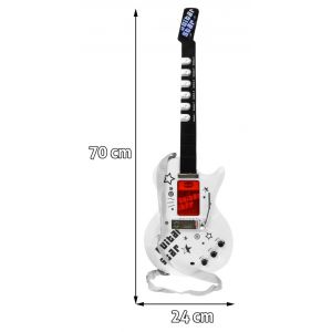 Duża GITARA ELEKTRYCZNA + stojak + MIKROFON + piec HK-9010D