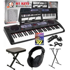 Duży KEYBOARD SYNTEZATOR ORGANY z wejściem USB MQ-602UFB + książeczka + słuchawki + statyw + ława