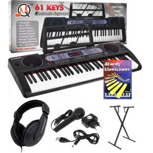 Duży KEYBOARD SYNTEZATOR ORGANY z wejściem USB MQ-602UFB + książeczka + słuchawki + statyw