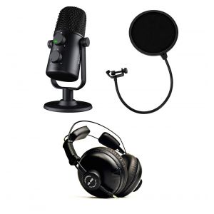 MAONO AU-902 - mikrofon pojemnościowy USB PODCAST + pop filtr + słuchawki