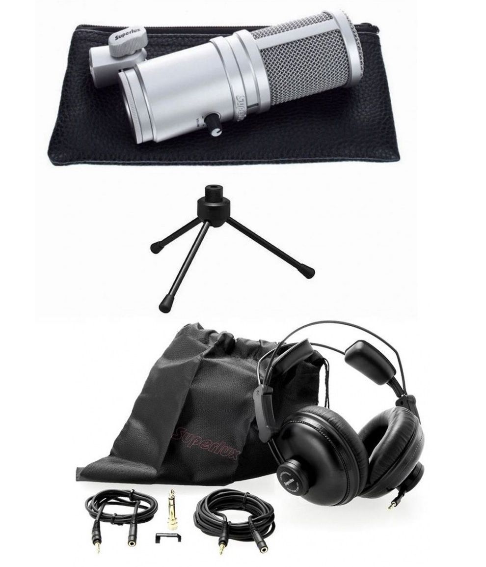 Superlux E205U - zestaw mikrofon z USB + słuchawki