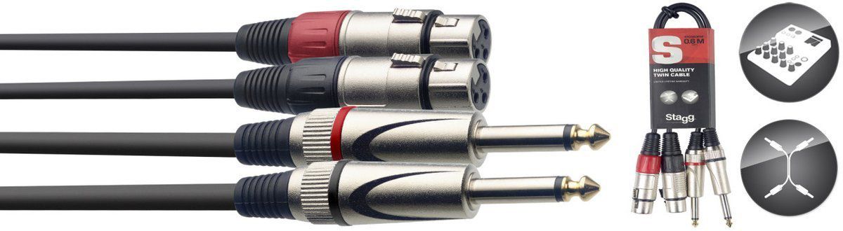 Stagg STC060PXF - podwójny kabel połączeniowy 60cm Stagg STC060PXF - podwójny kabel połączeniowy 60cm