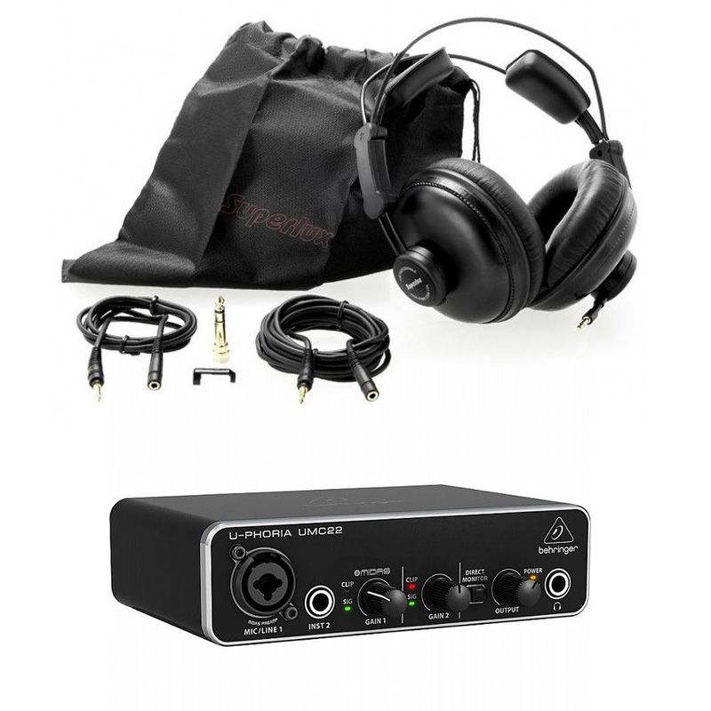 Behringer UMC22 - interfejs USB z preampem MIDAS + słuchawki HD-669