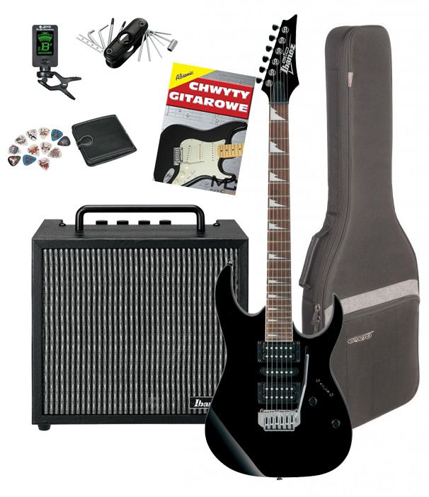 Ibanez GRG170DX-BKN - gitara elektryczna + pokrowiec + wzmacniacz + akcesoria