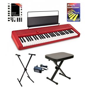 Casio CT-S1 RD - pianino cyfrowe + ława + pulpit + kurs cd + książeczka