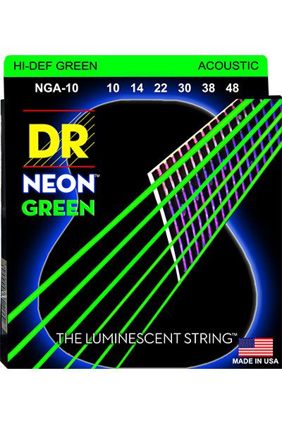 DR NGA 10-48 NEON GREEN - struny do gitary akustycznej