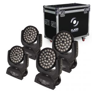 Flash 4xLED Moving Head 36x15W RGBWAUV 6in1 ZOOM 3 Sections + case F7100543