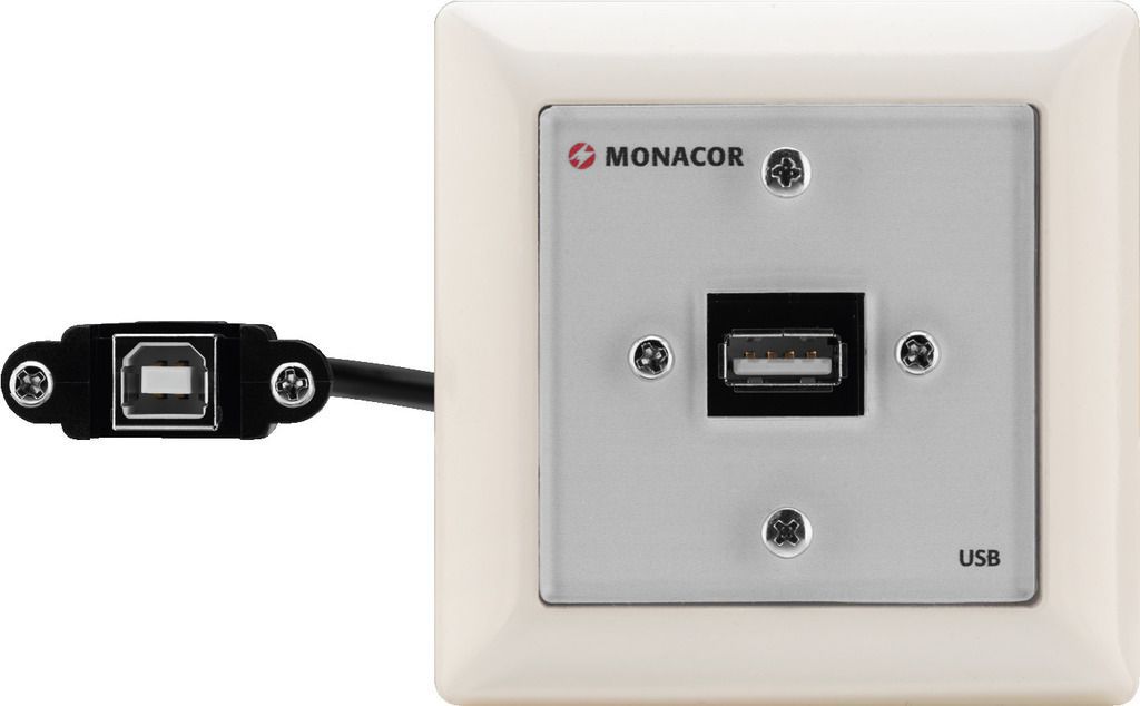 Monacor MDF-INS-USB - Panel ścienny MondeF USB typ A/typ B, do montażu wpustowego