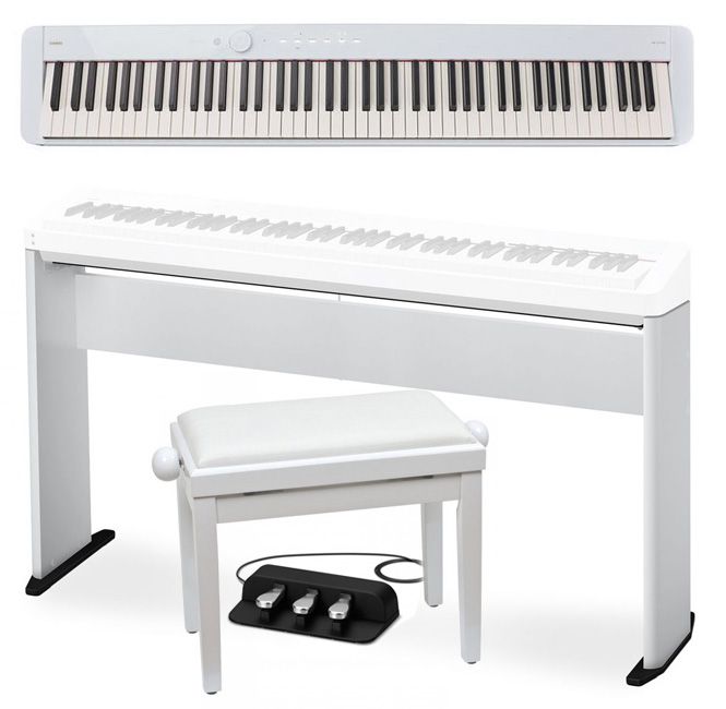 CASIO PX-S1100 WE - pianino cyfrowe + statyw + ława + kontroler nożny